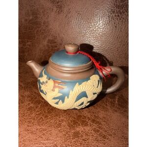 Vintage Yixing Zisha Clay Teapot Phoenix Motif Chinese Purple Sand Pot